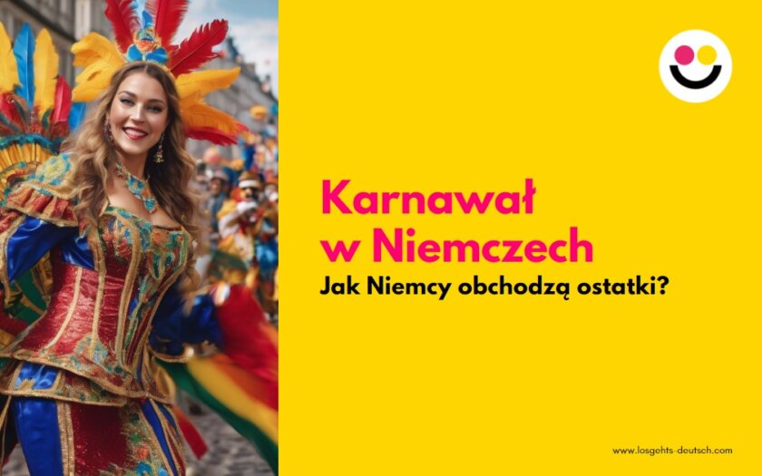 Parada podczas karnawału w Niemczech, kobieta w kolorowym stroju na ulicy niemieckiego miasta